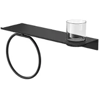 Geesa Planchet met Glas en Handdoekring Leev 40 cm Zwart