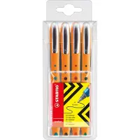 Stabilo worker+ - Rollerball Pen 0.5 mm - Zwart, Blauw, Groen & Rood - Etui Met 4 Kleuren