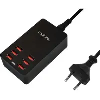 Logilink USB-taillader met 6 USB-poorten, 32W, zwart (verpakking: 1 stuks, vouwdoos)