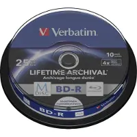 Verbatim M-DISC BD-R 4X 25GB INKJET PRINTABLE 10 PACK SPNDL