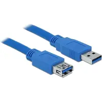 DeLOCK 82541 USB-kabel USB 3.2 Gen1 USB-A stekker, USB-A bus 5.00 m Blauw Vergulde steekcontacten