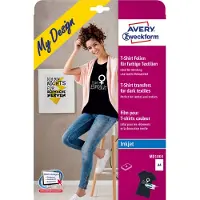 Avery My Design T-Shirt MD1003 Inkjet-textielfolie DIN A4 Voor gekleurd textiel, Geoptimaliseerd voor inkjet 4 vellen