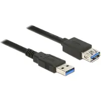 DeLOCK 85057 USB-kabel USB 3.2 Gen1 USB-A stekker, USB-A bus 3.00 m Zwart Vergulde steekcontacten