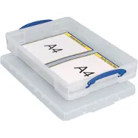 Really Useful Transportbox , inhoud 10 l, L 520 x B 340 x H 85 mm, stapelbaar, met deksel en uitklapbare handgrepen, PP, transparant