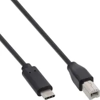 InLine USB-C naar USB-B kabel - USB2.0 - tot 1A / zwart - 5 meter