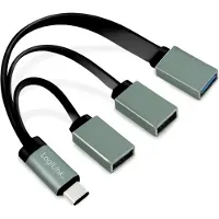 Logilink UA0315 UA0315 USB-hub 3 poorten USB-A USB 3.1 Gen1 5 GBit/s Met USB-C stekker Zwart, Grijs