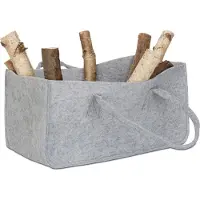 CU houtmand van vilt - haardhout tas - draagtas - vilttas - flexibel - opbergmand grijs