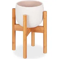Relaxdays bloempothouder bamboe - verstelbaar - voor bloempotten tot 32 cm - 35,5 cm hoog