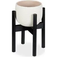 Relaxdays bloempothouder bamboe - verstelbaar - tot 60 kg - bloempotten tot 32 cm - 35,5 cm hoog