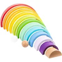 Small Foot - Houten Bouwblokken Regenboog XL, 14dlg.