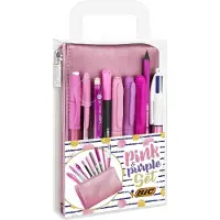 BIC Roze & Paars 9-delige schrijfset, met etui/pennenzak