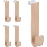 Relaxdays deurhaken hout - deurkapstok - 5 stuks - ophanghaak deur - deurhanger - haken
