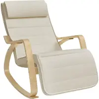 Songmics Schommelstoel met een stevig berkenhouten frame, beige