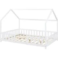 En.casa Kinderbed "Sisimiut" met huiselijke uitstraling, voorzien van valbeveiliging, gemaakt van grenenhout, afmetingen 140 x 200 cm, kleur wit