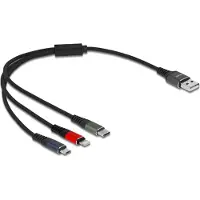 DeLOCK USB oplaadkabel 3 in 1 Type-A naar Lightning Micro USB / USB Type-C 30 cm 3-kleurig