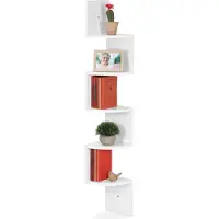Relaxdays wandrek hoek - 5 planken - tot 4 kg per plank - hangende boekenkast - wit