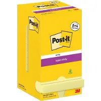 Post-It Super Sticky Notes | 90 vel | ft 76 x 76 mm | geel | 8 + 4 GRATIS