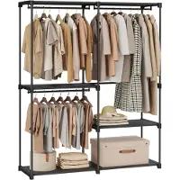 Songmics Open kledingkast, Zwart / 43 x 138 x 182 cm