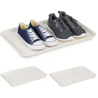 Relaxdays schoenen uitlekbak - set van 3 - groot - 60 x 40 cm - kunststof - wit