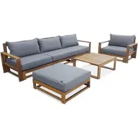 Sweeek Houten loungeset 5 plaatsen - Mendoza - Grijs kussens, acacia, 6 modules, design