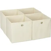 Relaxdays kastmand - set van 4 - opvouwbaar - 30x30x30 cm - voor kleding - speelgoed - beige