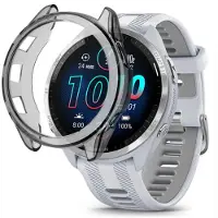 Strap-it TPU bescherm hoesje - zachte case geschikt voor Garmin Forerunner 965 - transparant-zwart