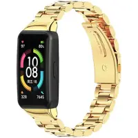 Strap-it Stalen Smartwatch bandje - Geschikt voor Honor Band 6 stalen band - goud - Horlogeband / Polsband / Armband