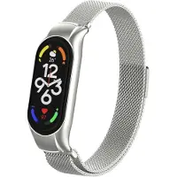 Strap-it Milanees Smartwatch bandje - Geschikt voor Xiaomi Mi Band 7 Milanese band - zilver - Horlogeband / Polsband / Armband