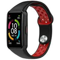 Strap-it Siliconen Smartwatch bandje - Geschikt voor Honor Band 6 sport bandje - zwart/rood - Horlogeband / Polsband / Armband