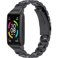 Strap-it Stalen Smartwatch bandje - Geschikt voor Honor Band 6 stalen band - zwart - Horlogeband / Polsband / Armband