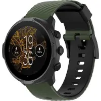 Strap-it Siliconen Smartwatch bandje - Geschikt voor Suunto 7 siliconen bandje - groen/zwart - Horlogeband / Polsband / Armband