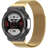 Strap-it Milanees Smartwatch bandje - Geschikt voor Amazfit T-Rex 2 Milanese band - goud - Horlogeband / Polsband / Armband