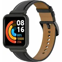 Strap-it Leer Smartwatch bandje - Geschikt voor Redmi Watch 2 Lite leren bandje - zwart - Horlogeband / Polsband / Armband
