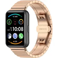 Strap-it Stalen Smartwatch bandje - Geschikt voor Huawei Watch Fit 2 metalen bandje - rosé goud - Horlogeband / Polsband / Armband