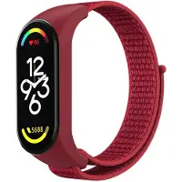 Strap-it Nylon Smartwatch bandje - Geschikt voor Xiaomi Mi Band 7 nylon bandje - rood - Horlogeband / Polsband / Armband