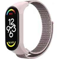 Strap-it Nylon Smartwatch bandje - Geschikt voor Xiaomi Mi Band 7 nylon bandje - pink sand - Horlogeband / Polsband / Armband