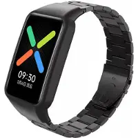 Strap-it Stalen Smartwatch bandje - Geschikt voor Oppo Watch Free stalen bandje - zwart - Horlogeband / Polsband / Armband - Watch Free