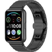 Strap-it Stalen Smartwatch bandje - Geschikt voor Huawei Watch Fit 2 metalen bandje - zwart - Horlogeband / Polsband / Armband