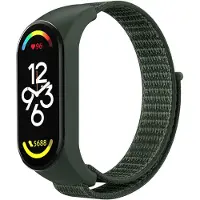 Strap-it Nylon Smartwatch bandje - Geschikt voor Xiaomi Mi Band 7 nylon bandje - legergroen - Horlogeband / Polsband / Armband