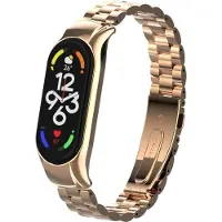 Strap-it Stalen Smartwatch bandje - Geschikt voor Xiaomi Mi Band 7 stalen bandje - rosé goud - Horlogeband / Polsband / Armband