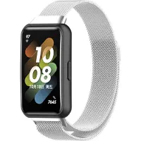 Strap-it Milanees Smartwatch bandje - Geschikt voor Huawei Band 7 Milanese band - zilver - Horlogeband / Polsband / Armband - Huawei band 7