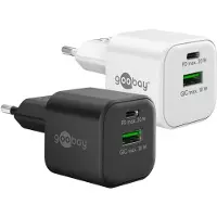 Goobay nano USB lader | USB-C PD + USB-A QC | GaN | 20W | wit