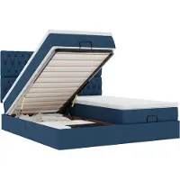 vidaXL Ottoman bed met matrassen 180x200cm stof blauw