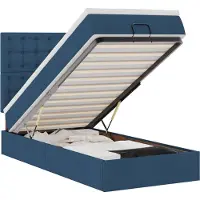 vidaXL Bed poef met matras en LED's 90x200 cm stof blauw
