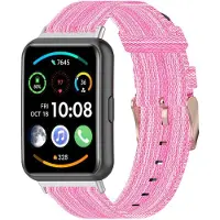 Strap-it Nylon Smartwatch bandje - Geschikt voor Huawei Watch Fit 2 nylon gesp bandje - roze - Horlogeband / Polsband / Armband