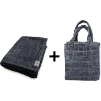 Linnick Flanel Fleece Deken Crocodile - Dark Grey - 200x220cm - Fleece Plaid - Fleece Deken 200x220