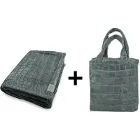 Linnick Flanel Fleece Deken Crocodile- Olive Green - 200x220cm - Fleece Plaid - Fleece Deken 200x220