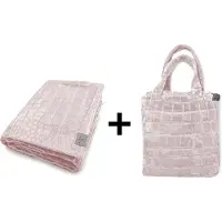 Linnick Flanel Fleece Deken Crocodile - Light Pink - 200x220cm - Fleece Plaid - Fleece Deken 200x220