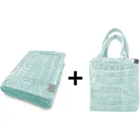 Linnick Flanel Fleece Deken Crocodile - Soft Green - 200x220cm - Fleece Plaid - Fleece Deken 200x220