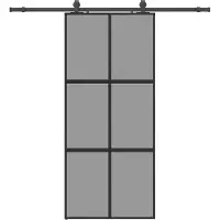 vidaXL Schuifdeur met beslagset 90x205 cm gehard glas zwart